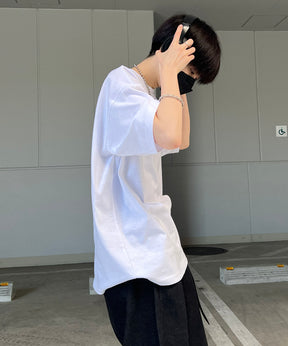 韓国ストリート バックプリントロゴ ビッグシルエット半袖Tシャツ