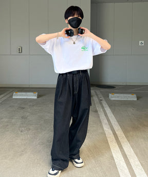 韓国ストリート バックプリントロゴ ビッグシルエット半袖Tシャツ