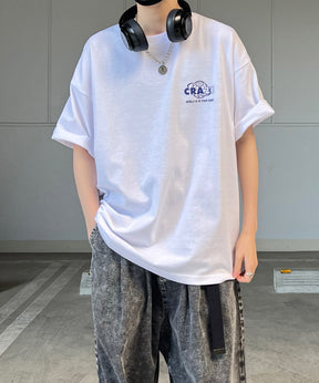 韓国ストリート バックプリントロゴ ビッグシルエット半袖Tシャツ