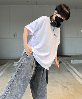 韓国ストリート バックプリントロゴ ビッグシルエット半袖Tシャツ
