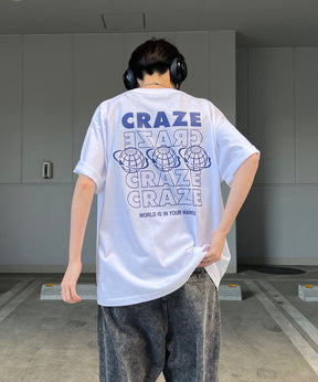 韓国ストリート バックプリントロゴ ビッグシルエット半袖Tシャツ