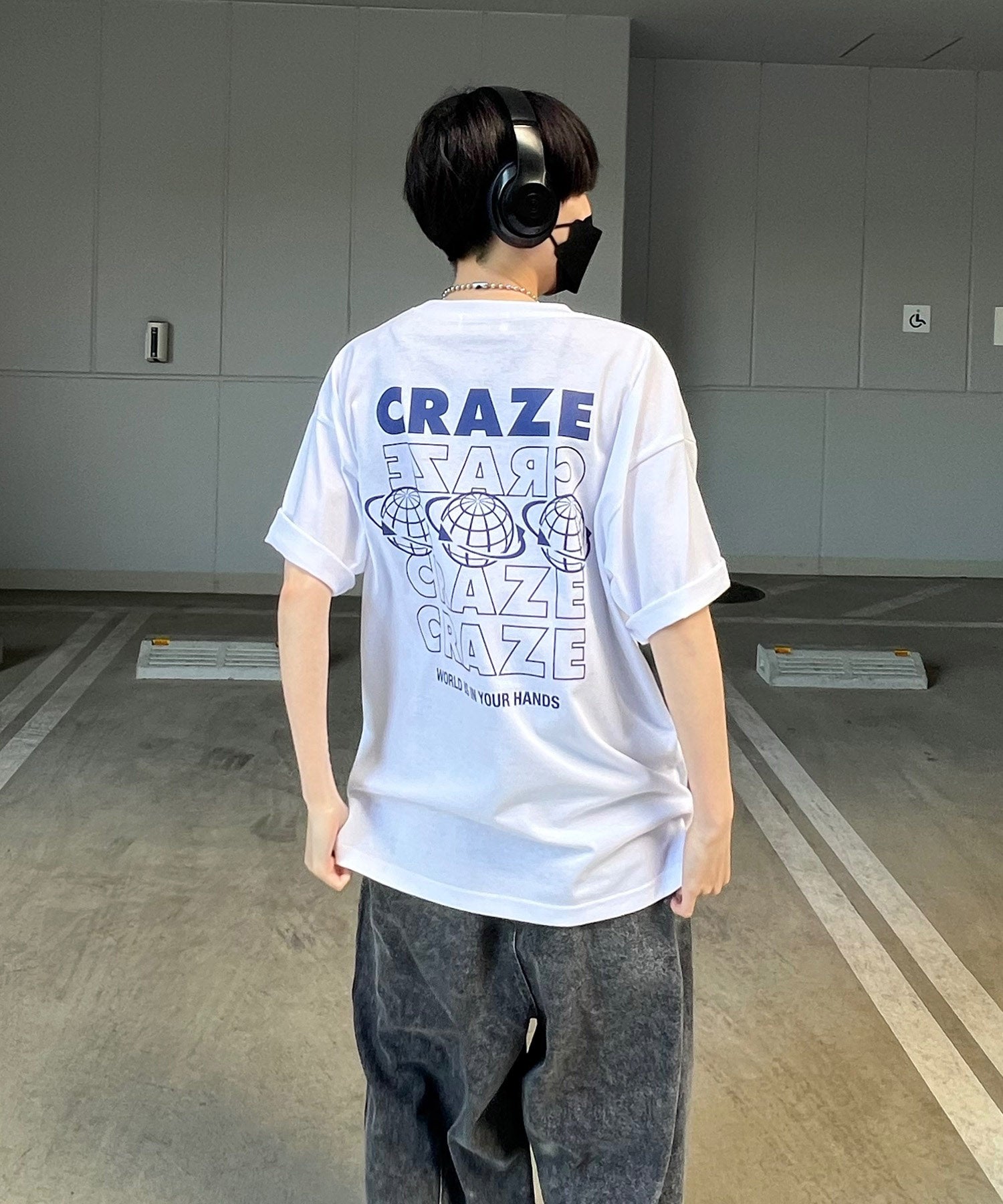 韓国ストリート バックプリントロゴ ビッグシルエット半袖Tシャツ