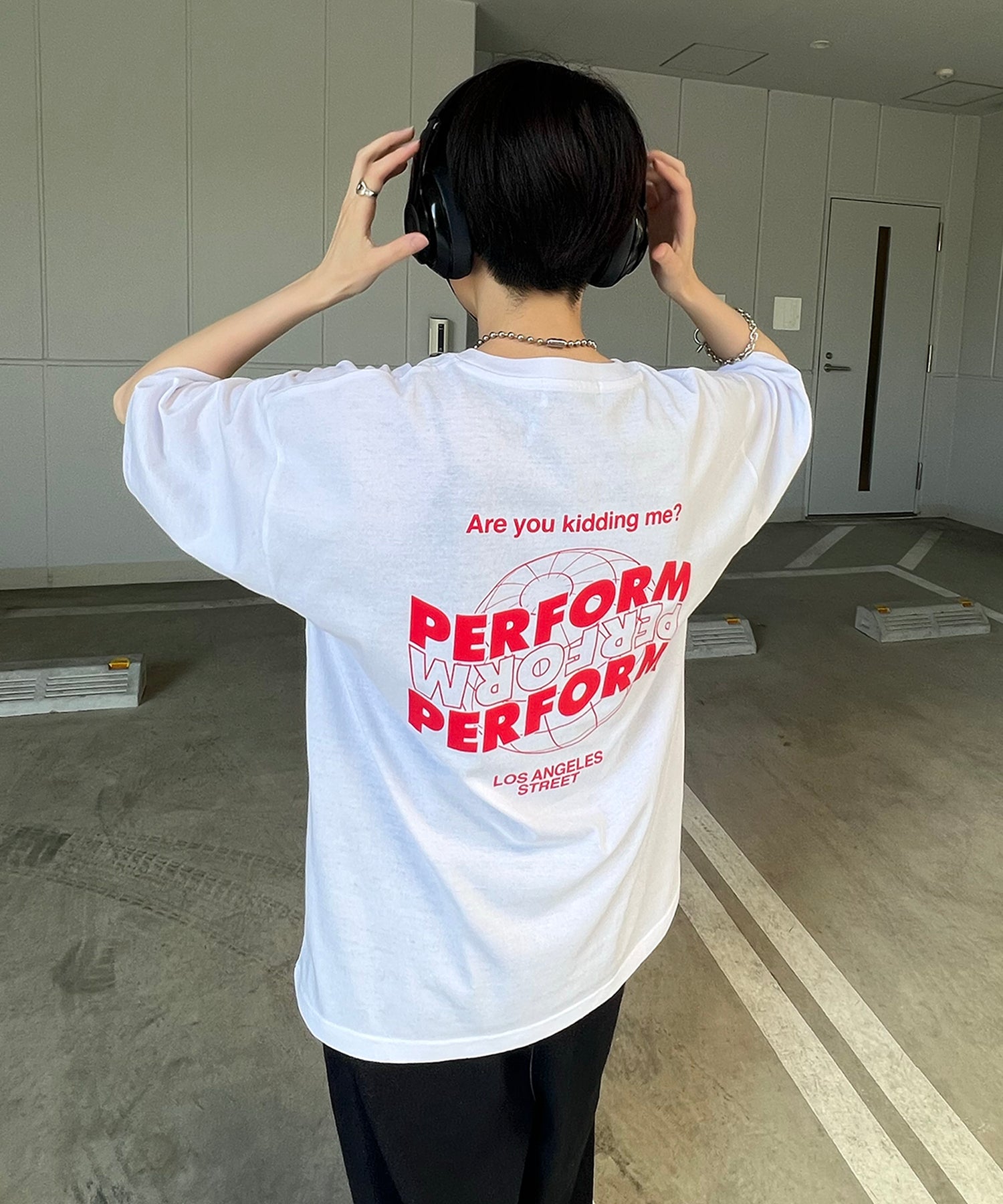 韓国ストリート バックプリントロゴ ビッグシルエット半袖Tシャツ