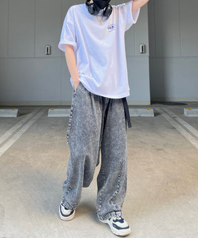 韓国ストリート バックプリントロゴ ビッグシルエット半袖Tシャツ