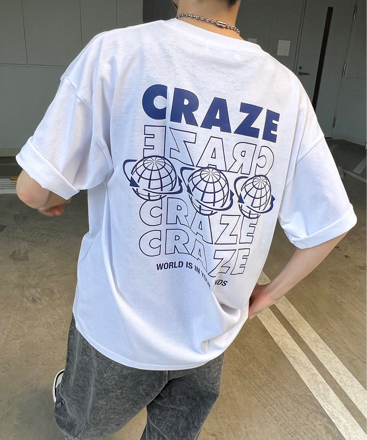 韓国ストリート バックプリントロゴ ビッグシルエット半袖Tシャツ