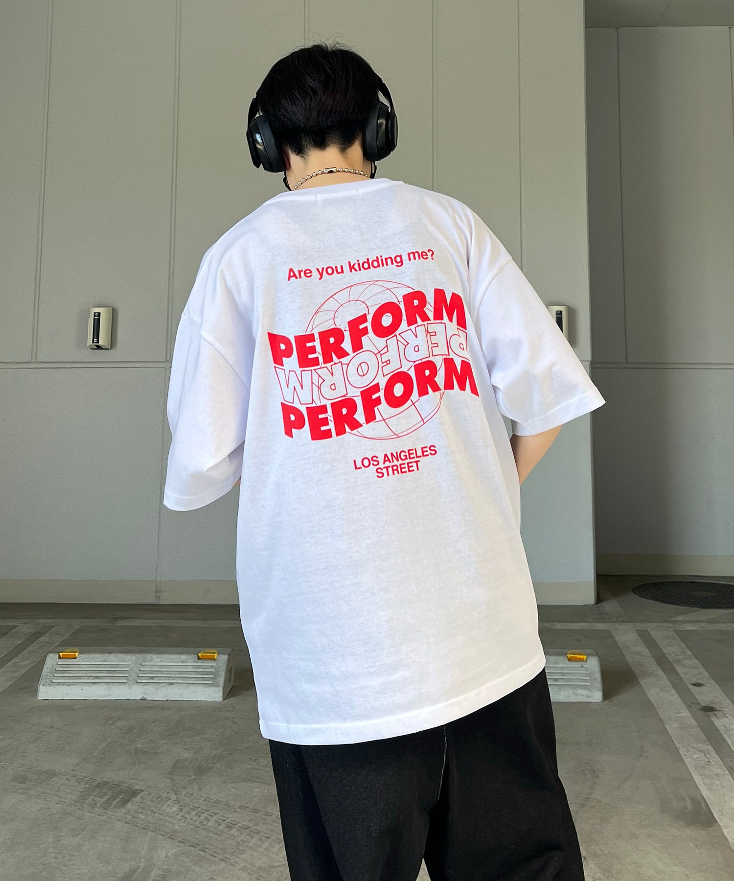 韓国ストリート バックプリントロゴ ビッグシルエット半袖Tシャツ