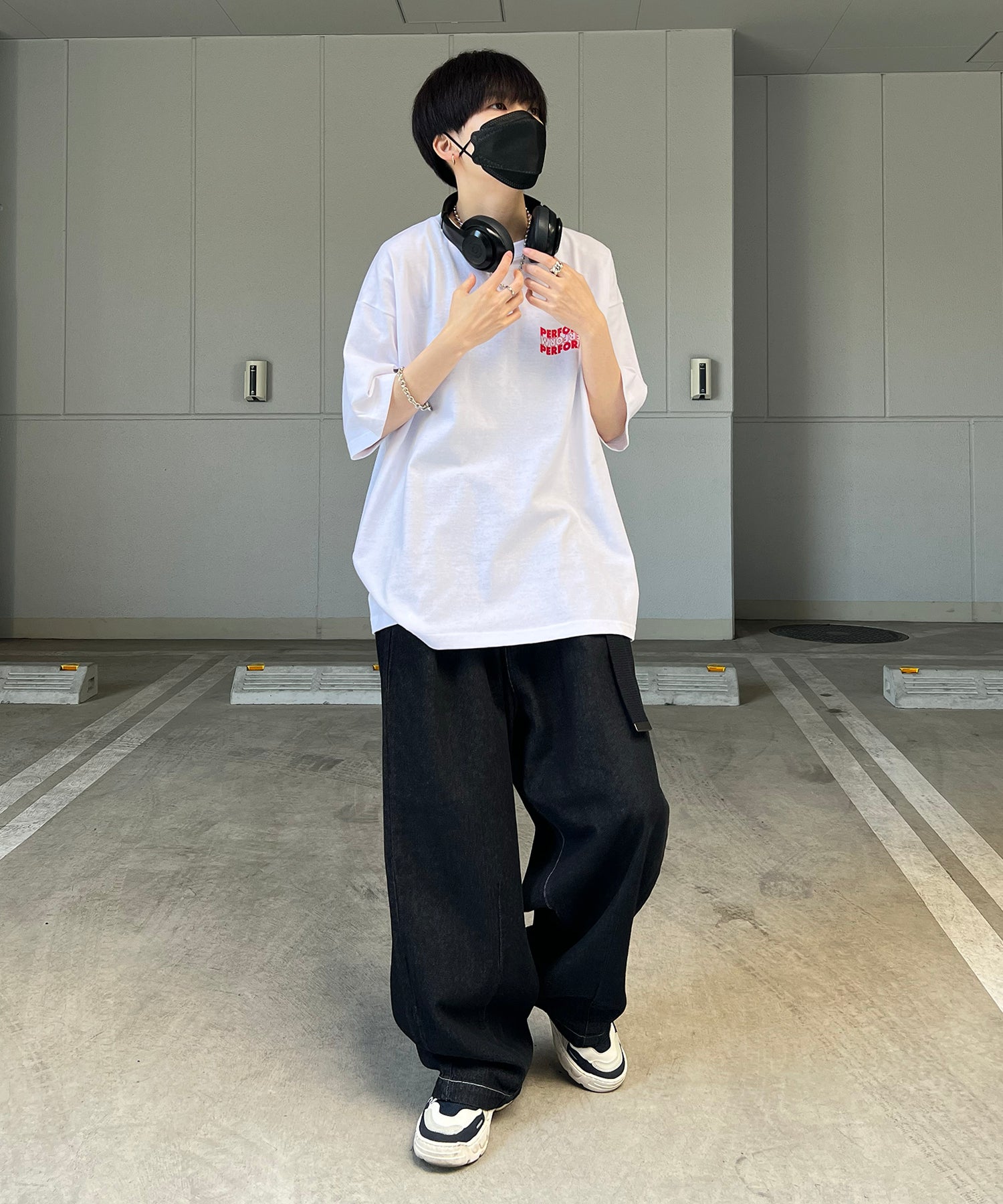 韓国ストリート バックプリントロゴ ビッグシルエット半袖Tシャツ