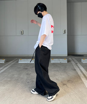 韓国ストリート バックプリントロゴ ビッグシルエット半袖Tシャツ