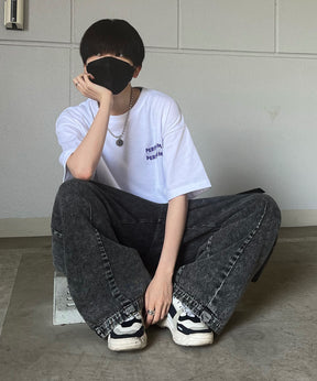 韓国ストリート バックプリントロゴ ビッグシルエット半袖Tシャツ
