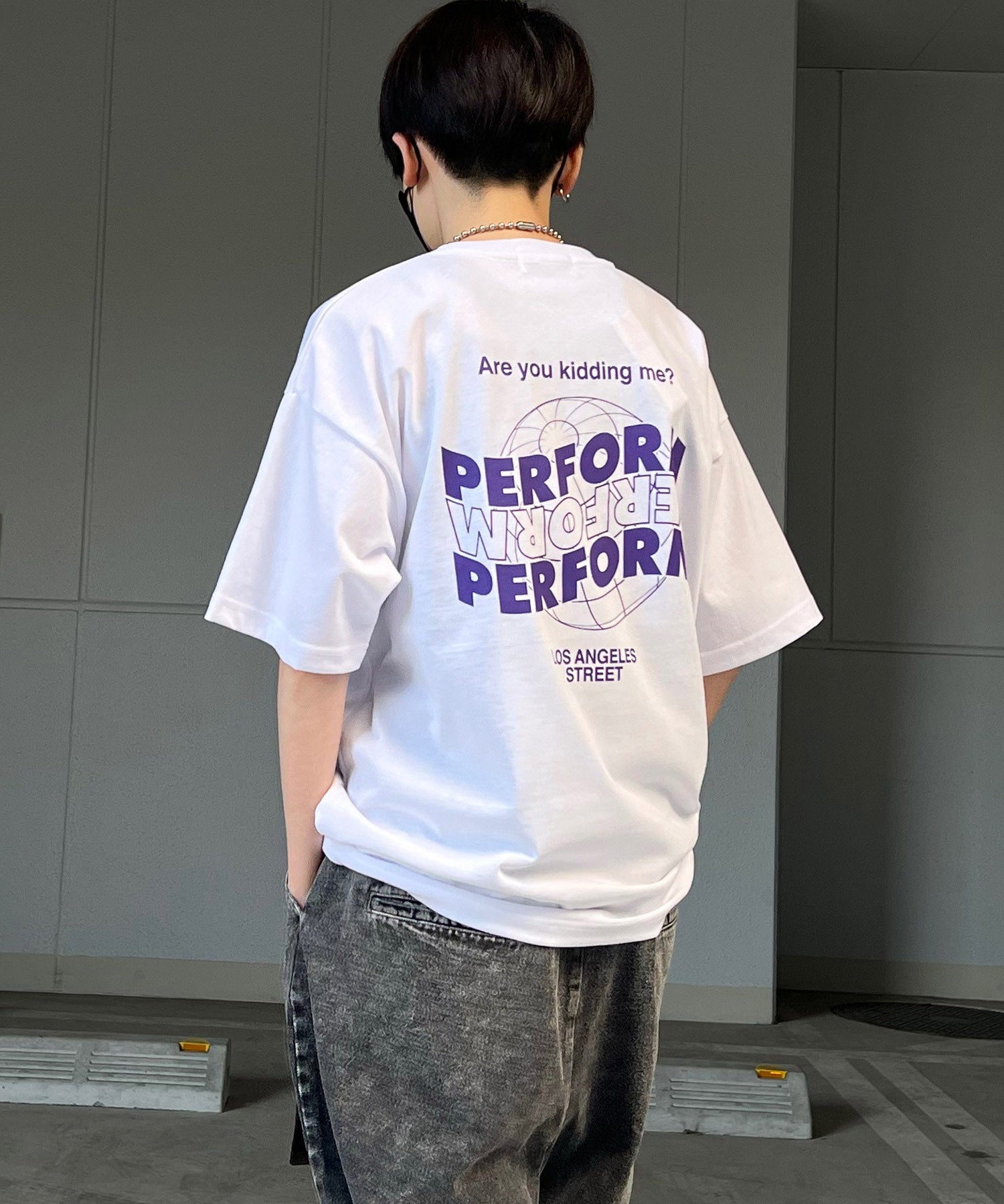 韓国ストリート バックプリントロゴ ビッグシルエット半袖Tシャツ