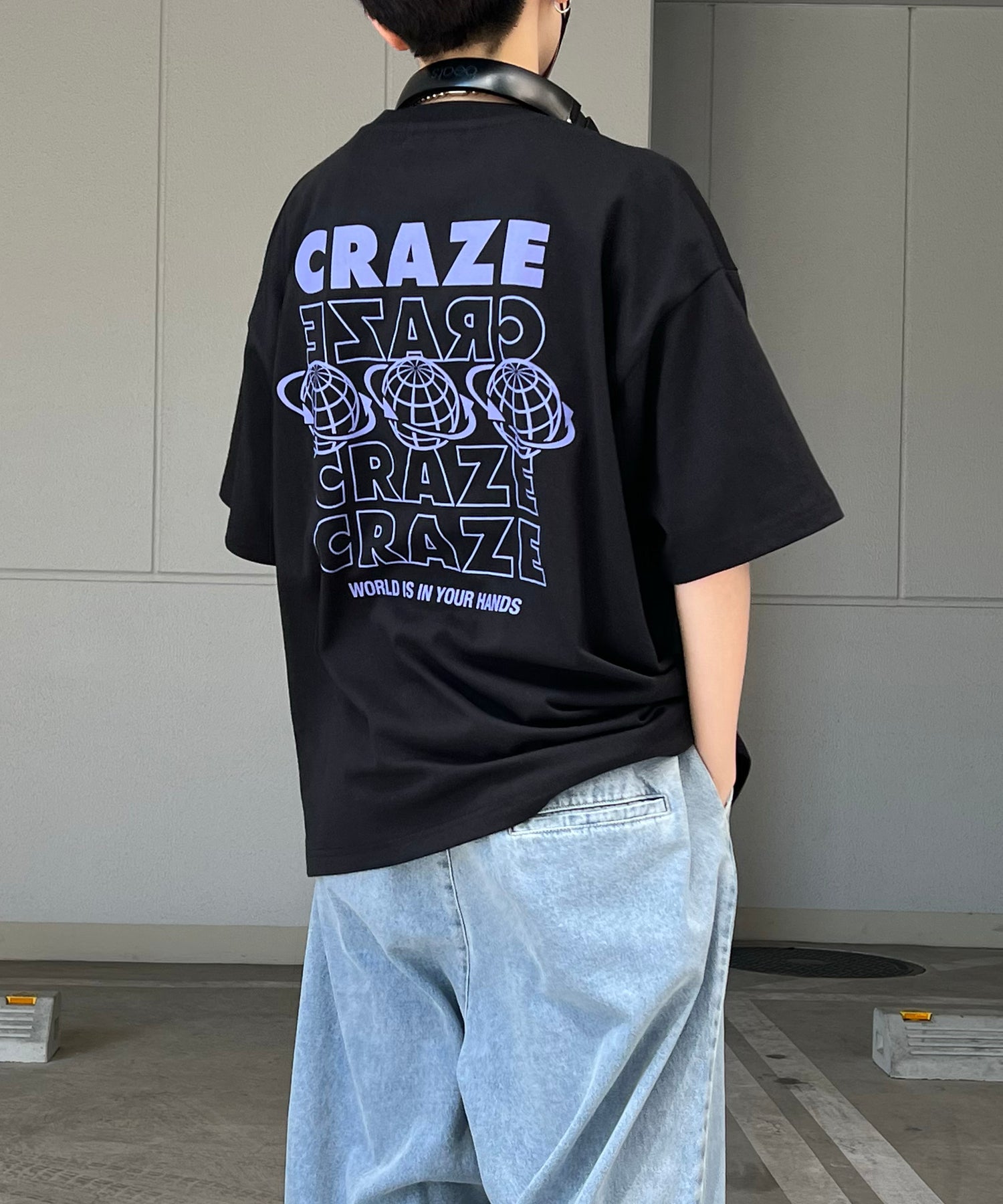 韓国ストリート バックプリントロゴ ビッグシルエット半袖Tシャツ