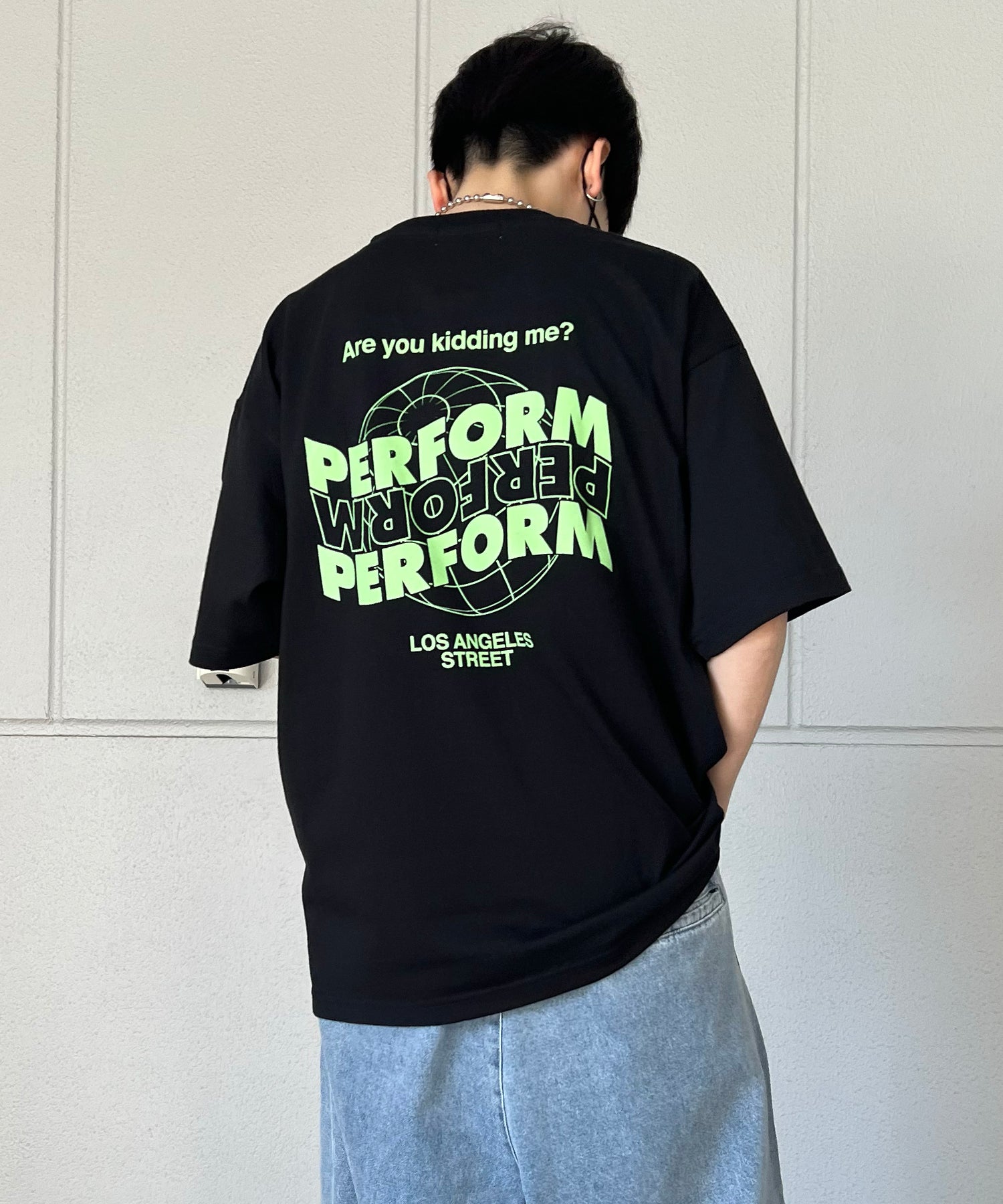 韓国ストリート バックプリントロゴ ビッグシルエット半袖Tシャツ