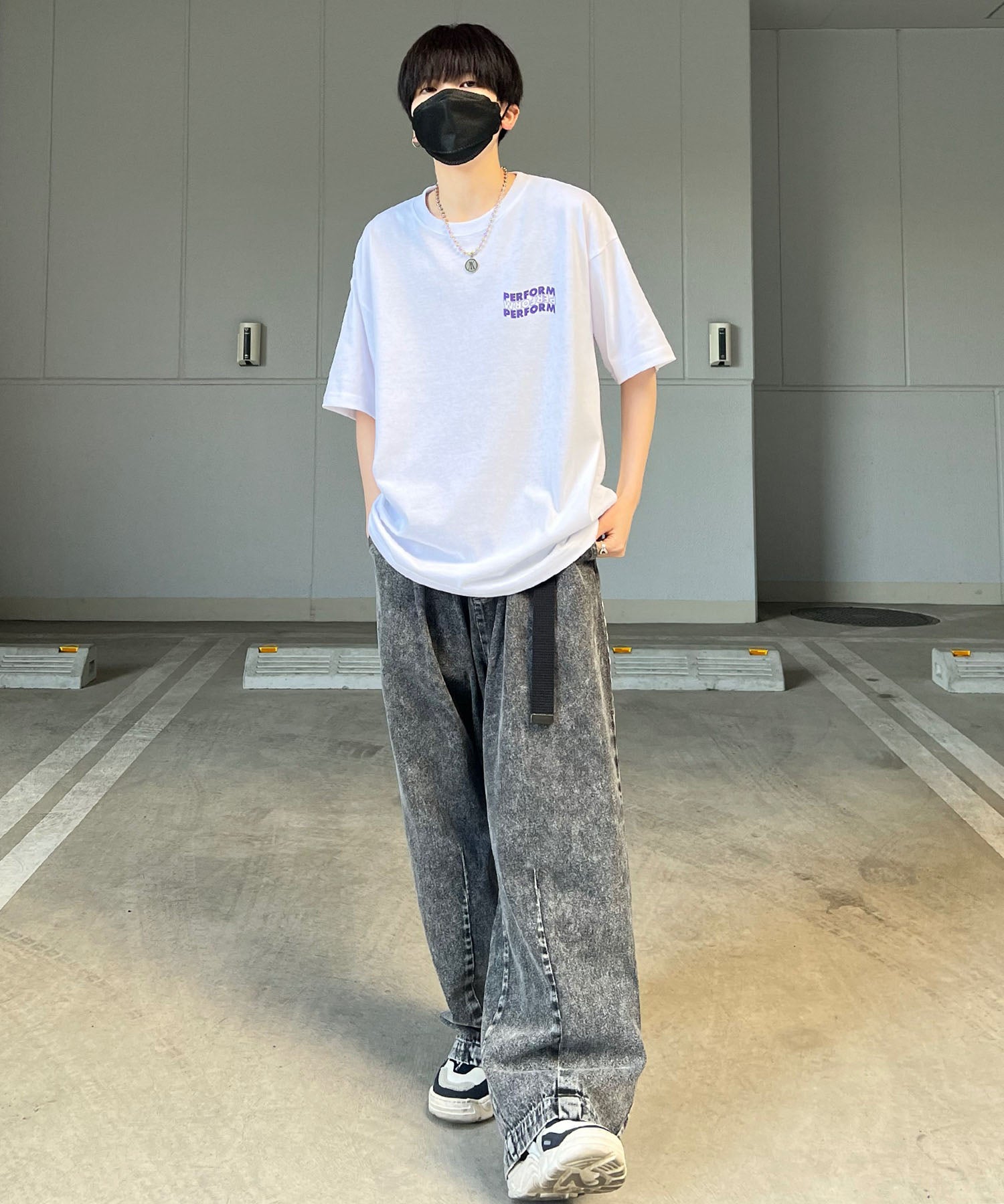 韓国ストリート バックプリントロゴ ビッグシルエット半袖Tシャツ