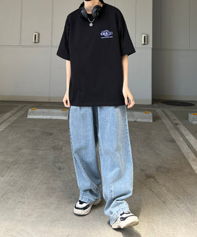韓国ストリート バックプリントロゴ ビッグシルエット半袖Tシャツ