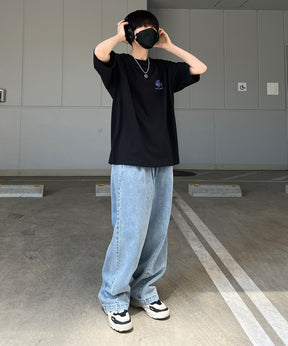韓国ストリート バックプリントロゴ ビッグシルエット半袖Tシャツ