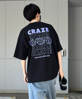 韓国ストリート バックプリントロゴ ビッグシルエット半袖Tシャツ