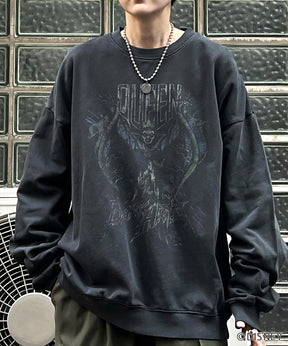 24SS【Disney / ディズニー】VILLAINS / ヴィランズ EVIL QUEEN / 女王 ビッグシルエット ヴィンテージライク ピグメント加工 レトロプリントスウェットプルオーバー