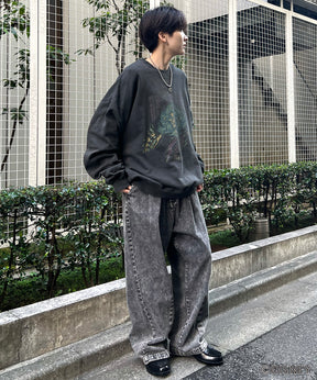 24SS【Disney / ディズニー】VILLAINS / ヴィランズ SCAR / スカ― ビッグシルエット ヴィンテージライク ピグメント加工 レトロプリントスウェットプルオーバー