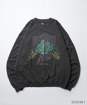 24SS【Disney / ディズニー】VILLAINS / ヴィランズ SCAR / スカ― ビッグシルエット ヴィンテージライク ピグメント加工 レトロプリントスウェットプルオーバー