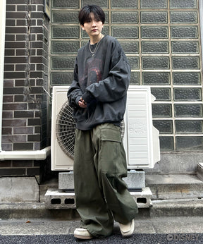 24SS【Disney / ディズニー】VILLAINS / ヴィランズ JAFER / ジャファー ビッグシルエット ヴィンテージライク ピグメント加工 レトロプリントスウェットプルオーバー