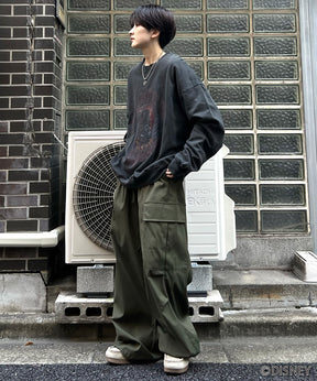24SS【Disney / ディズニー】VILLAINS / ヴィランズ JAFER / ジャファー ビッグシルエット ヴィンテージライク ピグメント加工 レトロプリントスウェットプルオーバー