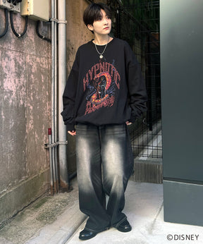 24SS【Disney / ディズニー】VILLAINS / ヴィランズ JAFER / ジャファー ビッグシルエット ヴィンテージライク ピグメント加工 レトロプリントスウェットプルオーバー