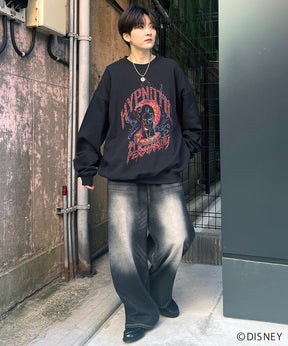 24SS【Disney / ディズニー】VILLAINS / ヴィランズ JAFER / ジャファー ビッグシルエット ヴィンテージライク ピグメント加工 レトロプリントスウェットプルオーバー