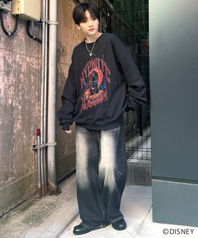 24SS【Disney / ディズニー】VILLAINS / ヴィランズ JAFER / ジャファー ビッグシルエット ヴィンテージライク ピグメント加工 レトロプリントスウェットプルオーバー