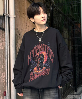 24SS【Disney / ディズニー】VILLAINS / ヴィランズ JAFER / ジャファー ビッグシルエット ヴィンテージライク ピグメント加工 レトロプリントスウェットプルオーバー