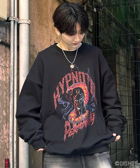 24SS【Disney / ディズニー】VILLAINS / ヴィランズ JAFER / ジャファー ビッグシルエット ヴィンテージライク ピグメント加工 レトロプリントスウェットプルオーバー