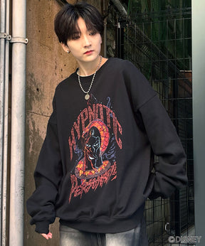 24SS【Disney / ディズニー】VILLAINS / ヴィランズ JAFER / ジャファー ビッグシルエット ヴィンテージライク ピグメント加工 レトロプリントスウェットプルオーバー