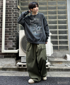 24SS【Disney / ディズニー】VILLAINS / ヴィランズ CRUELLA / クルエラ ビッグシルエット ヴィンテージライク ピグメント加工 レトロプリントスウェットプルオーバー