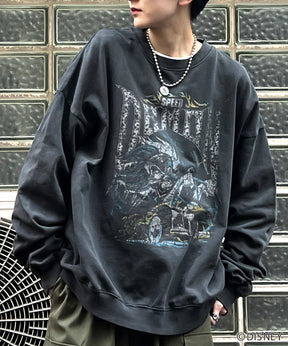 24SS【Disney / ディズニー】VILLAINS / ヴィランズ CRUELLA / クルエラ ビッグシルエット ヴィンテージライク ピグメント加工 レトロプリントスウェットプルオーバー