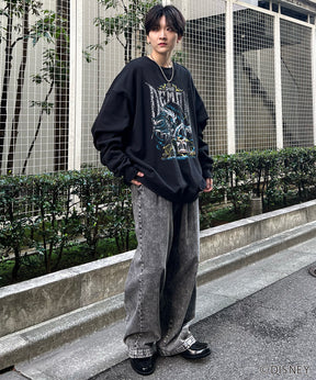 24SS【Disney / ディズニー】VILLAINS / ヴィランズ CRUELLA / クルエラ ビッグシルエット ヴィンテージライク ピグメント加工 レトロプリントスウェットプルオーバー