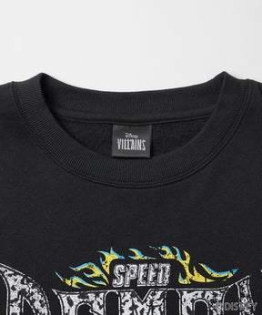 24SS【Disney / ディズニー】VILLAINS / ヴィランズ CRUELLA / クルエラ ビッグシルエット ヴィンテージライク ピグメント加工 レトロプリントスウェットプルオーバー