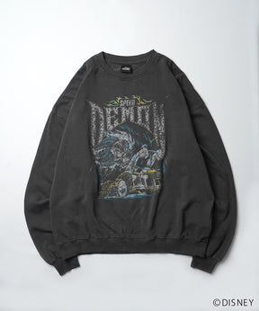 24SS【Disney / ディズニー】VILLAINS / ヴィランズ CRUELLA / クルエラ ビッグシルエット ヴィンテージライク ピグメント加工 レトロプリントスウェットプルオーバー