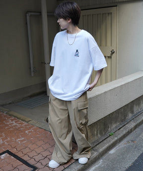 24SS 新柄 ヒゲオジサンB ワンポイント刺繍ロゴ ビッグシルエット半袖Tシャツ