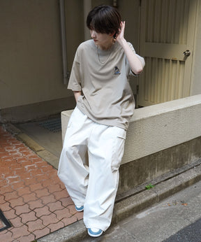 24SS 新柄 ヒゲオジサンB ワンポイント刺繍ロゴ ビッグシルエット半袖Tシャツ