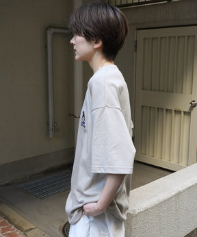 24SS 新柄 ヒゲオジサンB ワンポイント刺繍ロゴ ビッグシルエット半袖Tシャツ