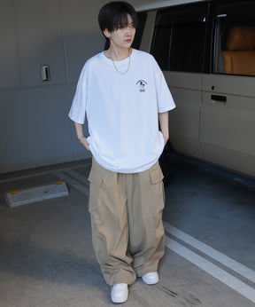 24SS 新柄 ヒゲオジサンC ワンポイント刺繍ロゴ ビッグシルエット半袖Tシャツ