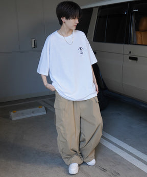 24SS 新柄 ヒゲオジサンC ワンポイント刺繍ロゴ ビッグシルエット半袖Tシャツ