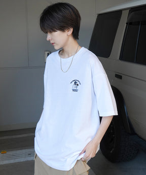 24SS 新柄 ヒゲオジサンC ワンポイント刺繍ロゴ ビッグシルエット半袖Tシャツ