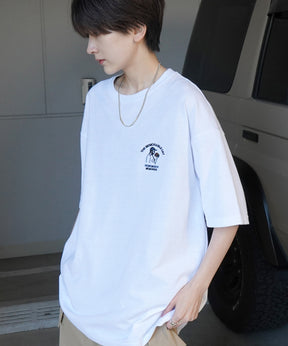 24SS 新柄 ヒゲオジサンC ワンポイント刺繍ロゴ ビッグシルエット半袖Tシャツ
