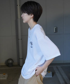 24SS 新柄 ヒゲオジサンC ワンポイント刺繍ロゴ ビッグシルエット半袖Tシャツ