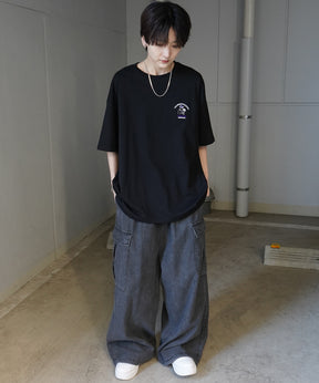 24SS 新柄 ヒゲオジサンC ワンポイント刺繍ロゴ ビッグシルエット半袖Tシャツ