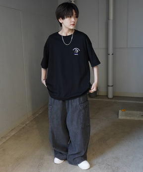 24SS 新柄 ヒゲオジサンC ワンポイント刺繍ロゴ ビッグシルエット半袖Tシャツ