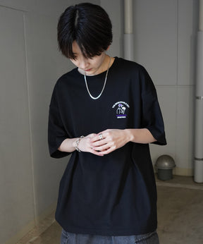 24SS 新柄 ヒゲオジサンC ワンポイント刺繍ロゴ ビッグシルエット半袖Tシャツ