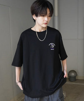24SS 新柄 ヒゲオジサンC ワンポイント刺繍ロゴ ビッグシルエット半袖Tシャツ