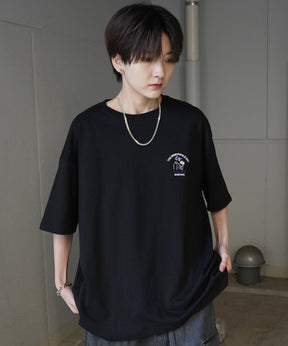24SS 新柄 ヒゲオジサンC ワンポイント刺繍ロゴ ビッグシルエット半袖Tシャツ