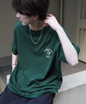 24SS 新柄 ヒゲオジサンC ワンポイント刺繍ロゴ ビッグシルエット半袖Tシャツ